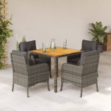 Cumpara ieftin Set mobilier de grădină cu perne, 5 piese, gri, poliratan