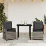vidaXL Set mobilier de grădină cu perne, 3 piese, gri, poliratan 3262854