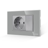 Cumpara ieftin Priza Simpla si 1 Tasta Falsa cu Rama din Sticla LUXION, Standard Italian, 3M