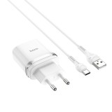 Cumpara ieftin Incarcator Priza Telefon USB QC3.0 18W + Cablu Date Tip C Hoco C12Q