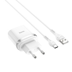 Incarcator Priza Telefon USB QC3.0 18W + Cablu Date Tip C Hoco C12Q