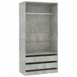 Șifonier, gri beton, 100x50x200 cm, PAL