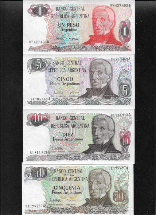 Set Argentina 1 + 5 + 10 + 50 + 100 + 500 + 1000 pesos argentinos 1983(85) aunc