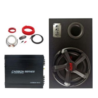 Pachet bass Audio System CARBON-10-130.2, difuzor 10 inch, 25 cm, 250 watts rms, cu kit de cabluri CarStore Technology foto