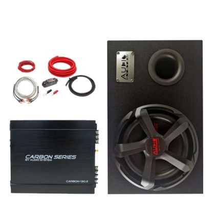 Pachet bass Audio System CARBON-10-130.2, difuzor 10 inch, 25 cm, 250 watts rms, cu kit de cabluri CarStore Technology