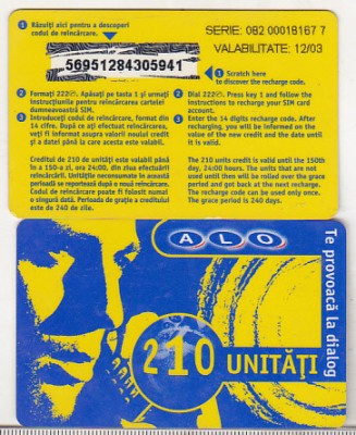 bnk card Romania - Alo Mobil Rom - 210 unitati 12/03 - RO-DIA-ALO-0041-0312B foto