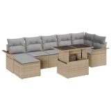vidaXL Set de canapele pentru grădină cu pernă 8 pcs Bej Rattan poli 3357063