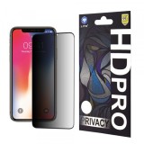 Folie de protectie Ecran Privacy Lito HD Pro pentru Apple iPhone 11 Pro / XS / X, Sticla Securizata, Full Glue
