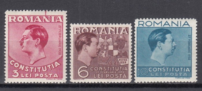 ROMANIA 1938 LP 124 CONSTITUTIA SERIE MNH