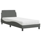 Cumpara ieftin Pat cu saltea, Dover, gri inchis, 90x190 cm, textil