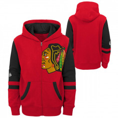 Chicago Blackhawks hanorac cu glugă pentru copii faceoff colorblocked fleece full-zip - Dětské XL (14 - 16 let)