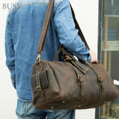 Geanta voiaj, fitness, BUSY LDY&amp;GTM&reg; Bjorn, piele naturala premium, capacitate mare, coffee vintage