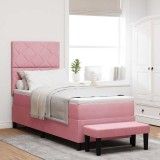 vidaXL Pat cu arcuri cu saltea cu headboard Roz 80 x 200 cm Catifea