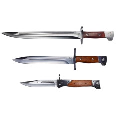 Set 3 cutite de vanatoare DEPOX&reg;, Ak Specialist, otel inoxidabil, maro, teaca inclusa