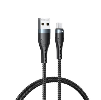 Cablu MicroUSB de &amp;icirc;ncărcare și transmitere date USB la Micro USB 2.4A 1m - Negru foto