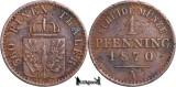 1870 A, 1 Pfenning - Wilhelm I - Regatul Prusiei, Europa