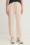 Gaudi pantaloni de trening femei, culoarea bej, neted, 511BD24006