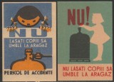 1962 Romania - Set 2 etichete de chibrituri romanesti Nu lasati copiii la aragaz