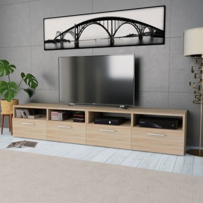 Comode TV 2 buc, PAL, 95x35x36 cm, culoarea stejarului foto