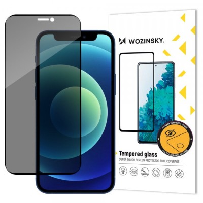 Folie de protectie Ecran Privacy WZK AntiSpy pentru Apple iPhone 12 / 12 Pro, Sticla securizata, Full Glue foto