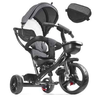 Tricicleta 3in1 105x52x94 cm, cu sezut rotativ 360&amp;deg;, roti fara aer, copertina reglabila, gri Household NewTrend foto