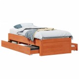Cumpara ieftin Cadru pat fara saltea/cu sertare maro 90x190 cm lemn masiv pin