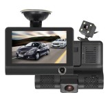 Camera Auto DVR Full HD Tripla, 3 Obiective (Fata, Spate, Interior), Display 4 inch, Unghi 170&deg;, Micro SD, USB, AV