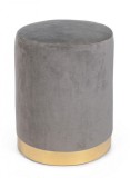 Cumpara ieftin Taburet catifea gri cu baza metal aurie Lucilla &Oslash; 35 cm x 40 h
