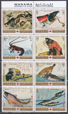 DB Arta Pictura Japoneza Manama Pesti Fauna serie MNH foto