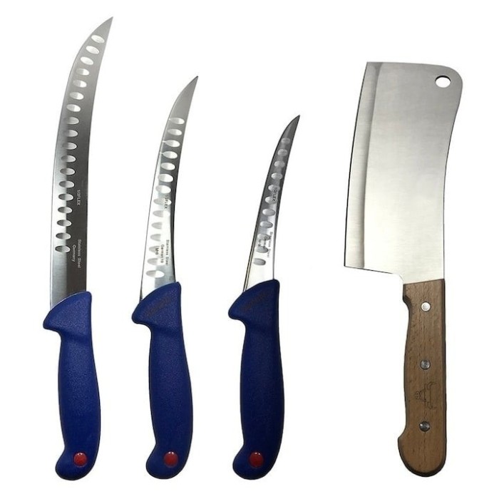 Set cutite profesionale de macelarie, transat, dezosat, filetat, 3 cutite, satar, otel carbon
