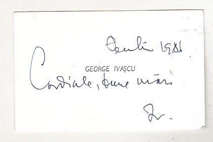 bnk div Carte de vizita cu felicitare olografa - George Ivascu
