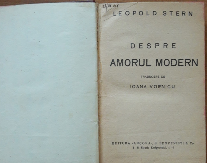 DESPRE AMORUL MODERN - LEOPOLD STERN