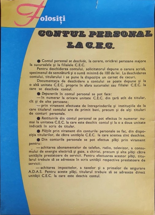 AF40 Afiș CEC, Rom&acirc;nia comunistă