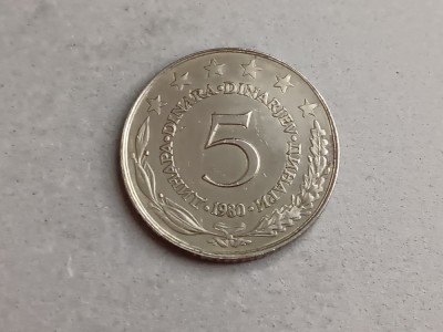 M3 C50 - Moneda foarte veche - Jugoslavia - 5 dinari - 1980 foto