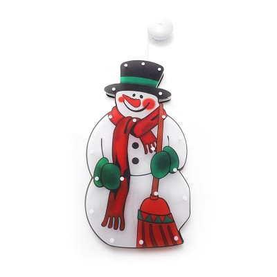 Decoratiune de craciun pentru fereastra flippy, om de zapada, cu led-uri, 26 cm, alb cald foto