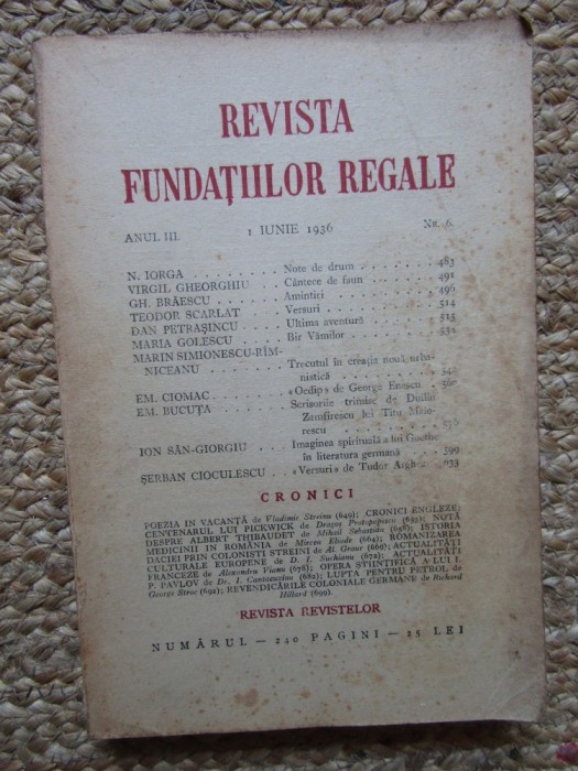 Revista Fundatiilor Regale - Anul III 1 IUNIE 1936 Nr. 6
