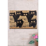 Covoras Intrare White Cats, 40x60 cm, din Fibre de Cocos