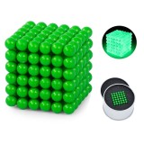 Cumpara ieftin Joc magnetic NeoCube, verde fluorescent, cub 1.8 cm, 216 bile magnetice din neodim 3 mm, cutie metalica cu capac transparent, joc creativ antistres, 1