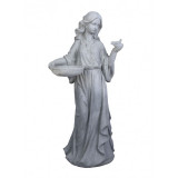 Statueta de gradina din polystein cu o femeie cu pasare AJA235