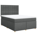Cumpara ieftin Pat box spring cu saltea, gri inchis, 140x200 cm, textil