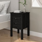 Cumpara ieftin Noptieră, negru, 40x35x61,5 cm, lemn masiv de pin