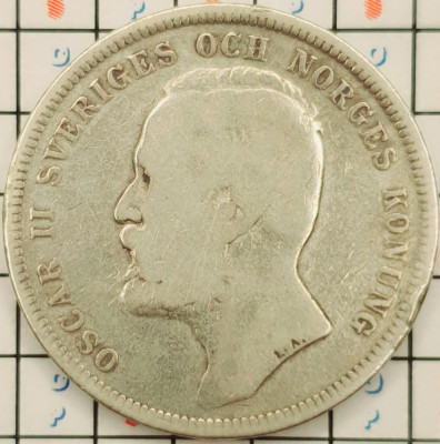 Suedia 1 coroana krona 1897 argint - km 760 - A009 foto