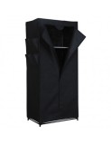 Dulap textil GN cu 1 fermoar, pentru depozitare haine, cu suport umerase, portabil, buzunare laterale, negru