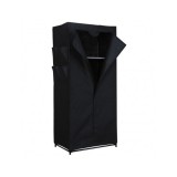 Dulap textil GN cu 1 fermoar, pentru depozitare haine, cu suport umerase, portabil, buzunare laterale, negru