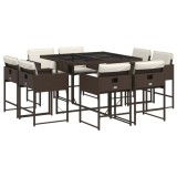 Cumpara ieftin Set mobilier de gradina cu perne, 9 piese, maro, poliratan