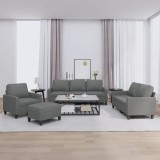 VidaXL Set de canapele cu perne, 4 piese, gri &icirc;nchis, textil