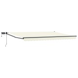 vidaXL Marchiză Retractabilă Manuală cu LED-uri Solare, Crem, 4x3m, Protecție Exterior