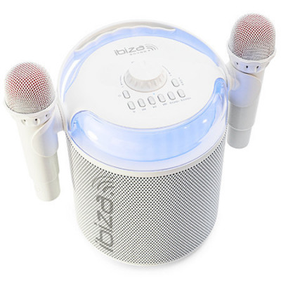 BOXA KARAOKE CU 2 MICROFOANE WIRELESS BT/USB/MSD/AUX - ALB foto