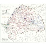Harta Distributia etnica a populatiei din Transilvania, 1930, 50x60cm, repro