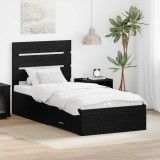 Cumpara ieftin Cadru de pat cu sertar Stejar Negru 90 x 190 cm Lemn prelucrat